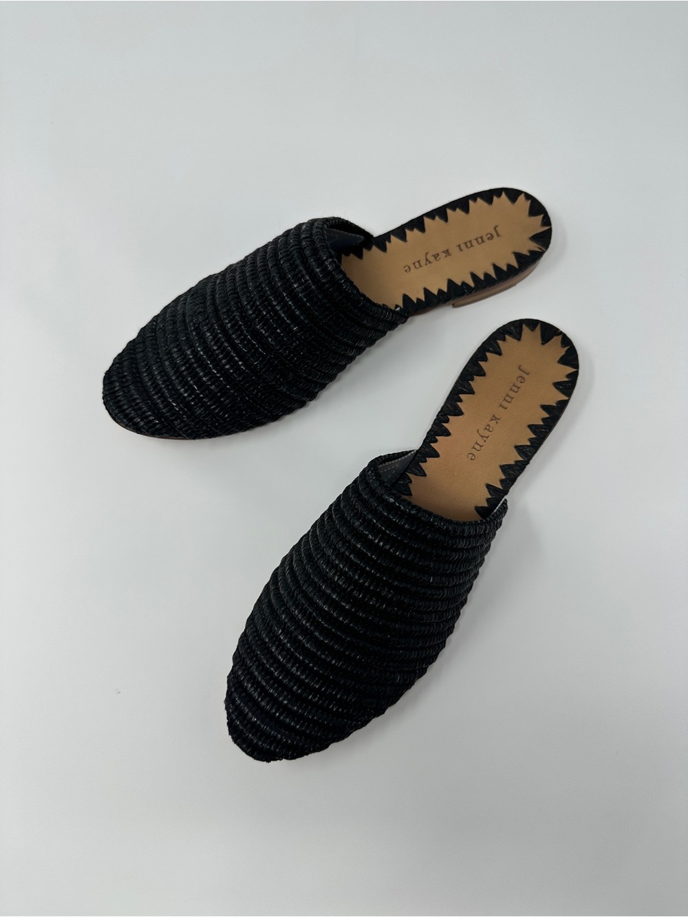 Jenni Kayne Black Raffia Woven Mule Slides 38